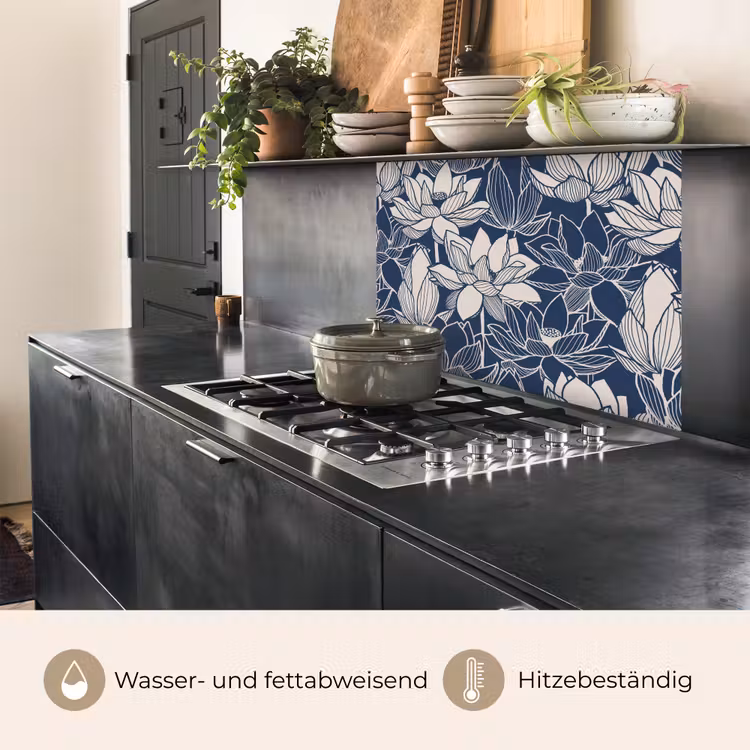 Küchenrückwand - Lotus - Blau - Muster — 4