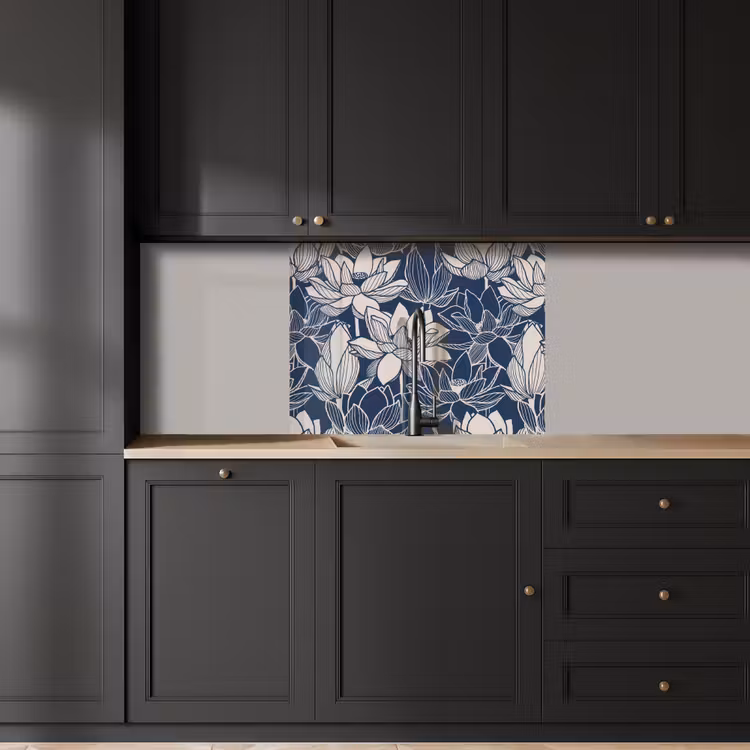 Küchenrückwand - Lotus - Blau - Muster — 5