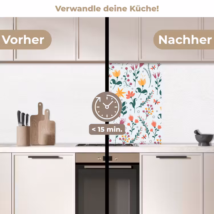 Küchenrückwand - Muster - Blumen - Blätter — 2