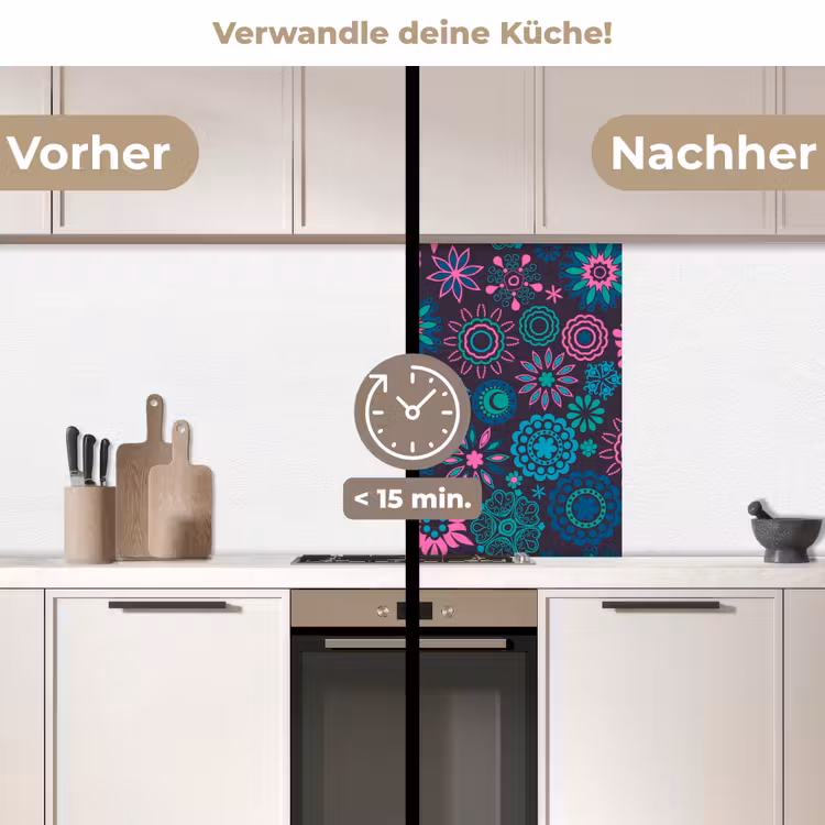 Küchenrückwand - Neon - Blumen - Muster — 2