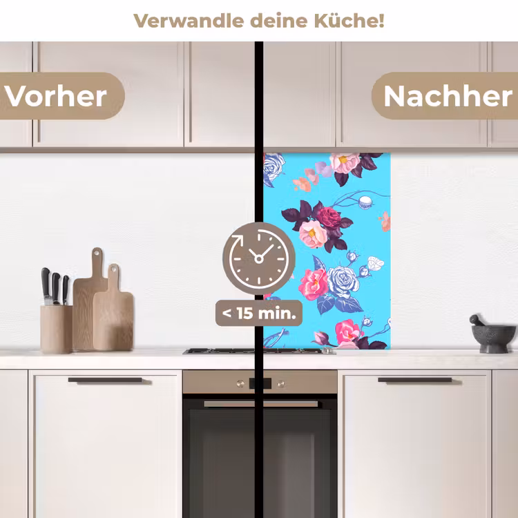 Küchenrückwand - Vogel - Blumen - Muster — 2