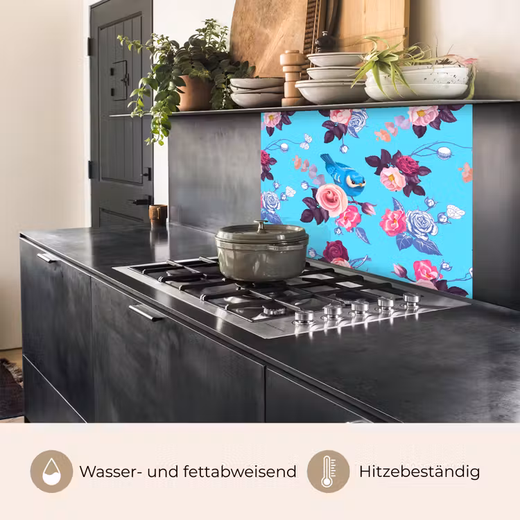 Küchenrückwand - Vogel - Blumen - Muster — 4