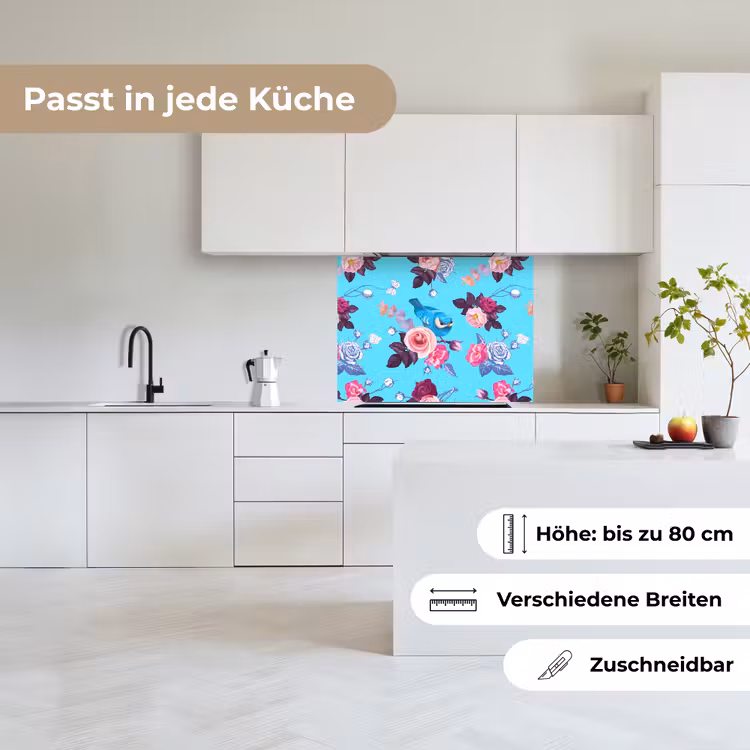 Küchenrückwand - Vogel - Blumen - Muster — 6