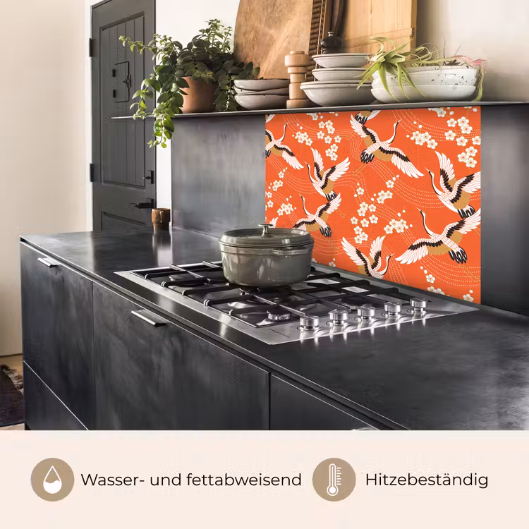 Küchenrückwand - Kranich - Sakura - Muster - Japanisch — 4