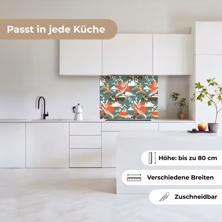 Küchenrückwand - Kranich - Sakura - Sonne - Muster — 6