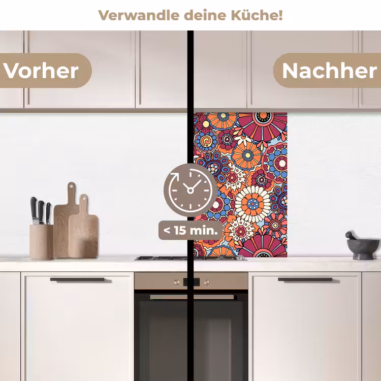 Küchenrückwand - Vintage - Muster - Blumen - Pflanzen — 2