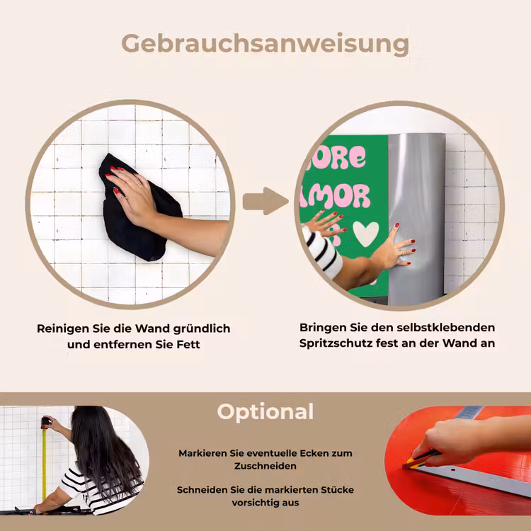 Spritzschutz Küche - Amor - Valentinstag - Grün - Text — 6