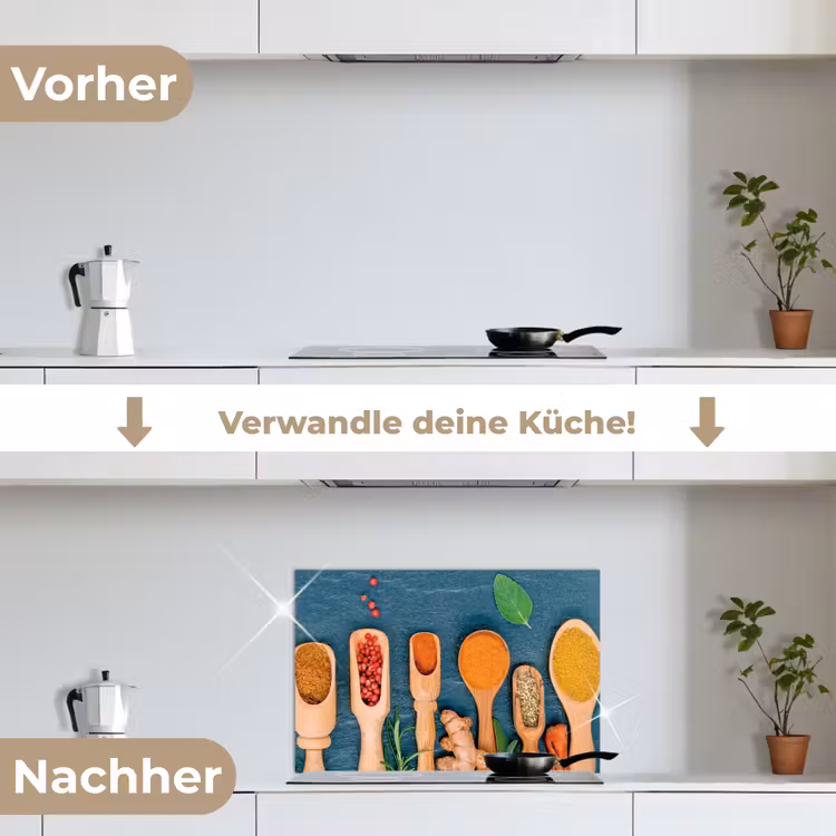 Spritzschutz Küche - Löffel - Holz - Kräuter - Gewürze — 7