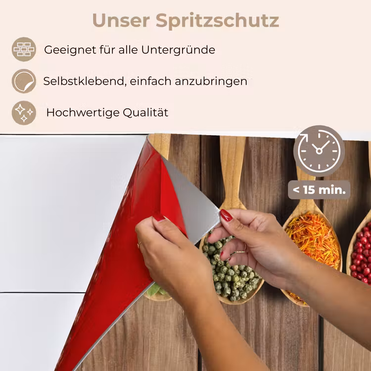 Spritzschutz Küche - Löffel - Kräuter - Holz — 4