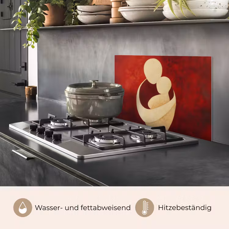 Spritzschutz Küche - Abstrakt - Mutter - Kind - Rot — 2