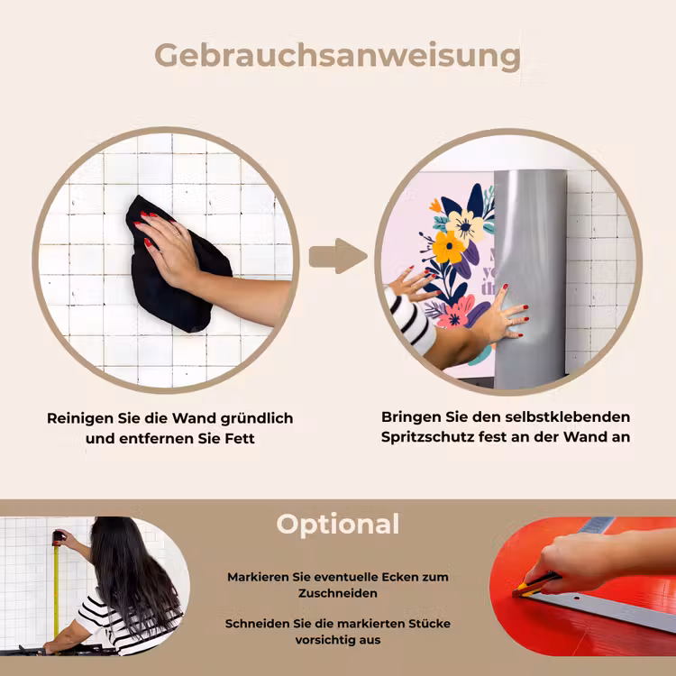 Spritzschutz Küche - Blumenkranz - Bunt - Mutter — 6