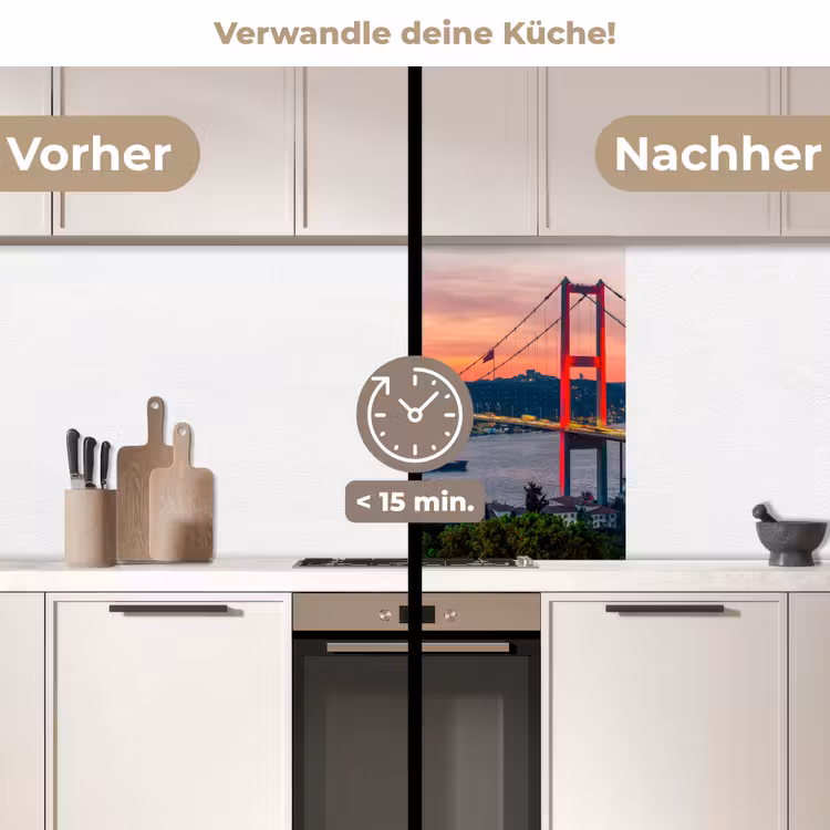 Küchenrückwand - Brücke - Rot - Skyline - Wasser — 2