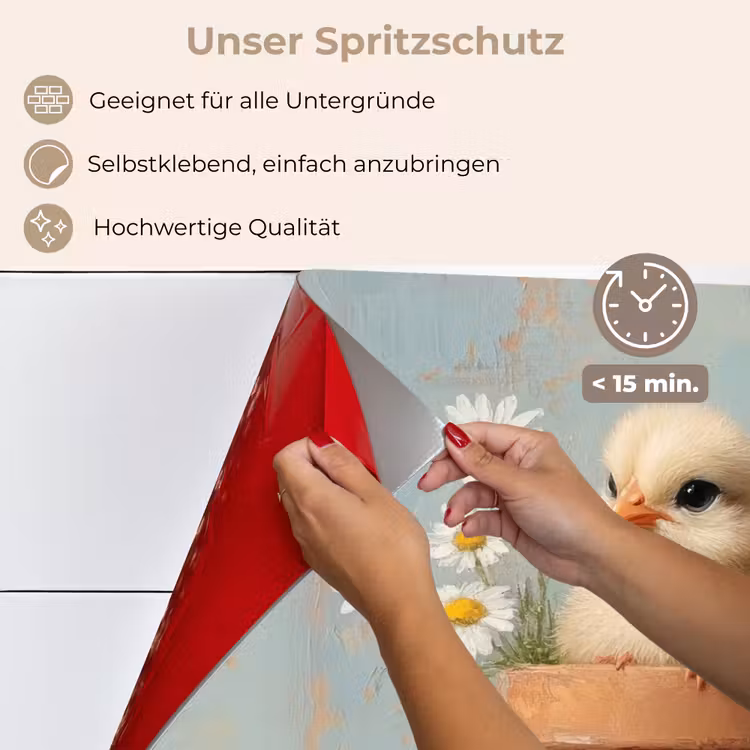 Spritzschutz Küche - Blumentopf - Küken - Blumen — 4