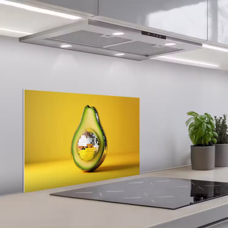 Spritzschutz Küche - Avocado - Discokugel - Gelb - Glitzer — 1