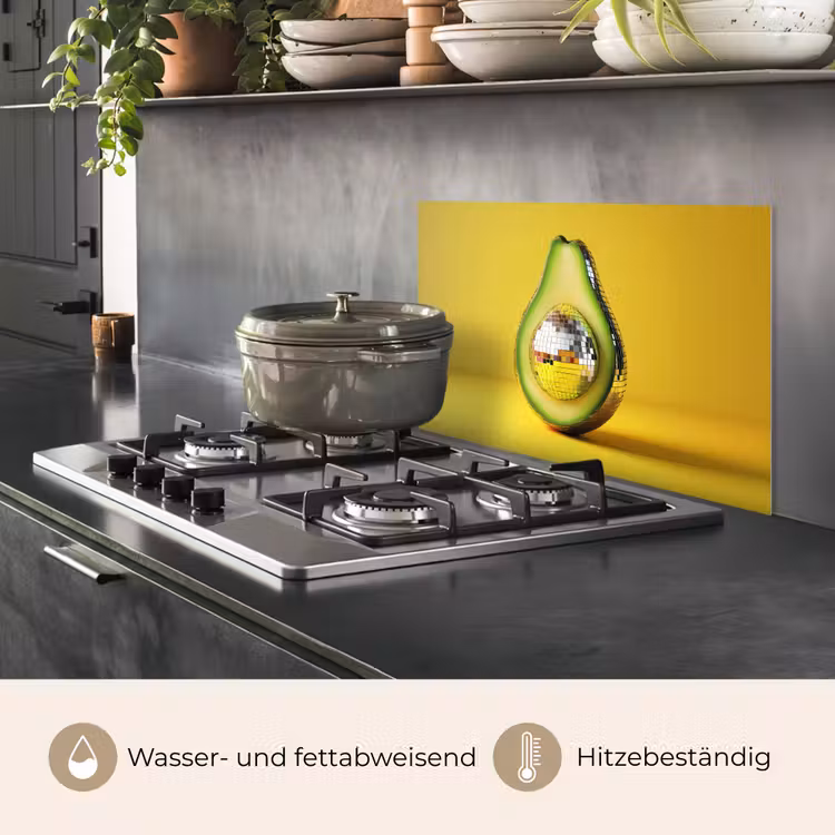 Spritzschutz Küche - Avocado - Discokugel - Gelb - Glitzer — 2