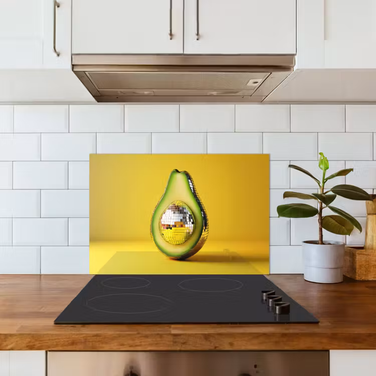 Spritzschutz Küche - Avocado - Discokugel - Gelb - Glitzer — 3