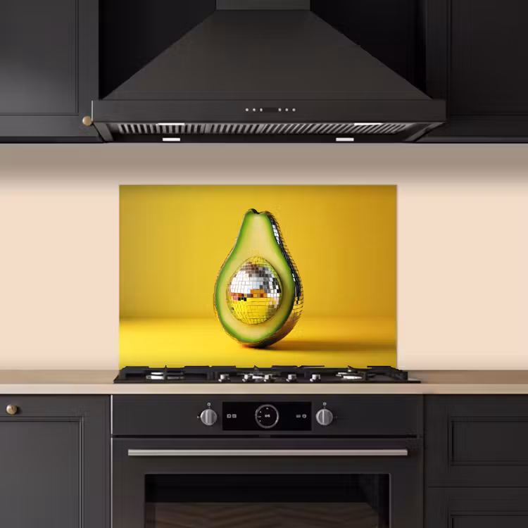 Spritzschutz Küche - Avocado - Discokugel - Gelb - Glitzer — 5
