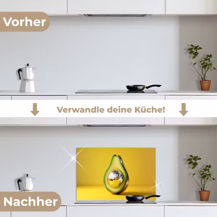 Spritzschutz Küche - Avocado - Discokugel - Gelb - Glitzer — 7