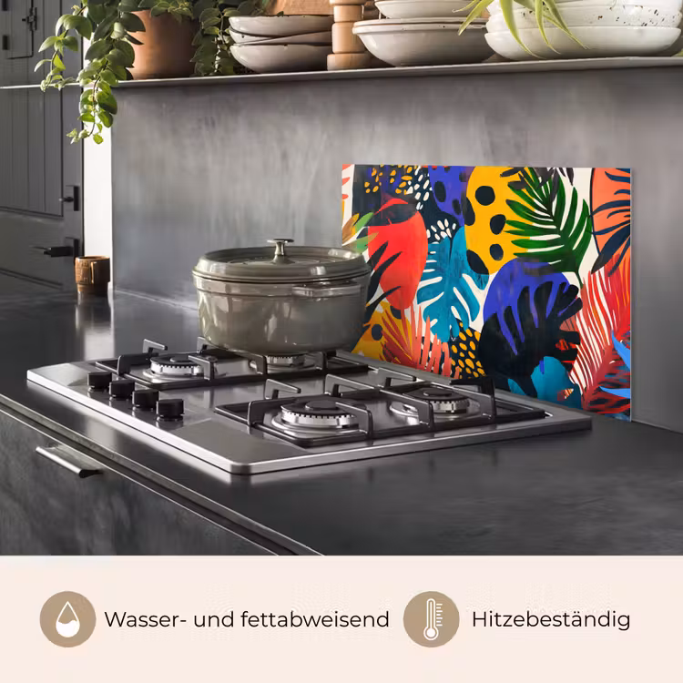 Spritzschutz Küche - Blätter - Formen - Abstrakt - Farbenfroh — 2