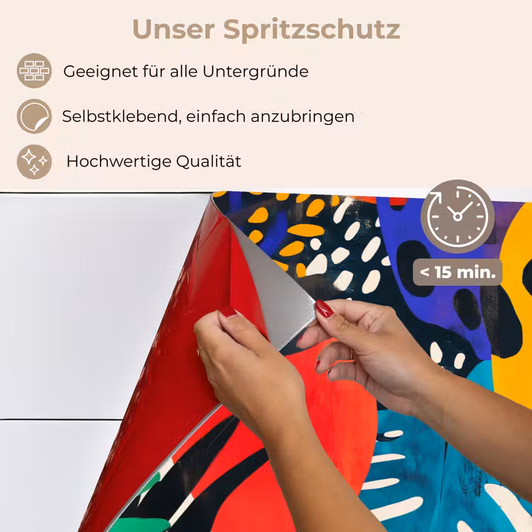 Spritzschutz Küche - Blätter - Formen - Abstrakt - Farbenfroh — 4