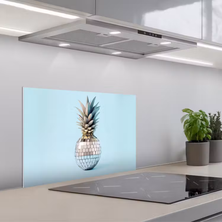 Spritzschutz Küche - Blau - Ananas - Disco - Discoball — 1