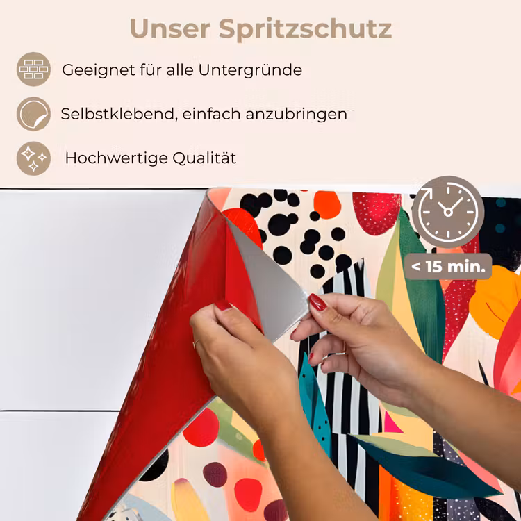 Spritzschutz Küche - Blumen - Blätter - Abstrakt - Farbenfroh — 4