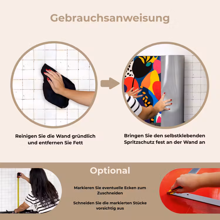 Spritzschutz Küche - Blumen - Blätter - Abstrakt - Rot — 6