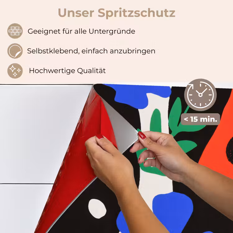 Spritzschutz Küche - Blumen - Blätter - Abstrakt - Schwarz — 4