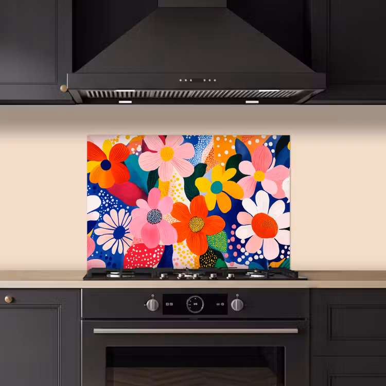 Spritzschutz Küche - Blumen - Bunt - Tupfen — 5