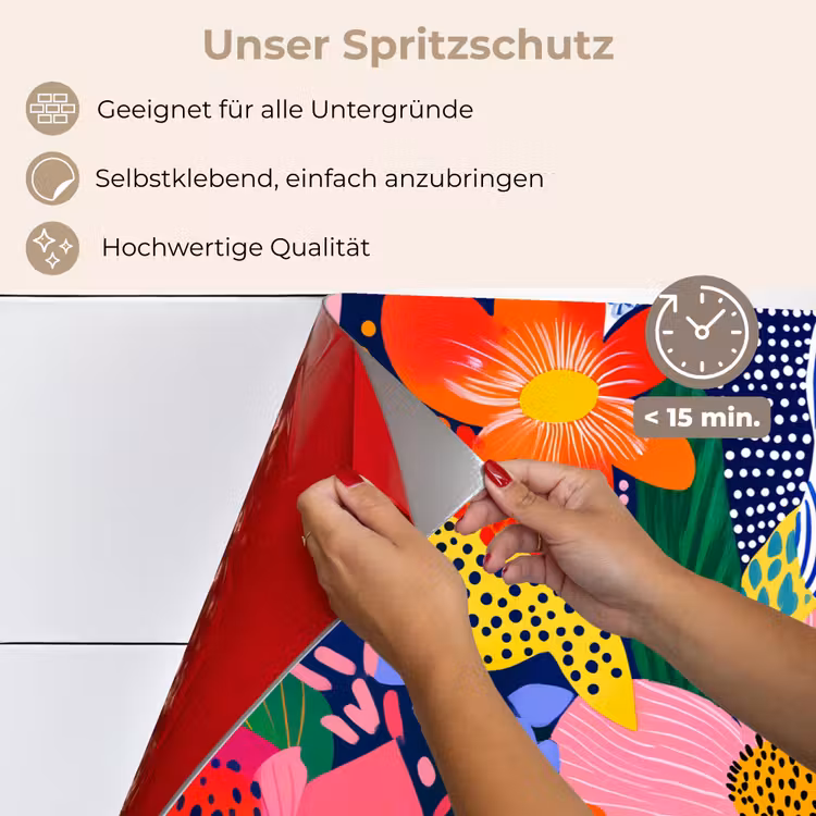 Spritzschutz Küche - Bunt - Blumen - Abstrakt - Punkte — 4