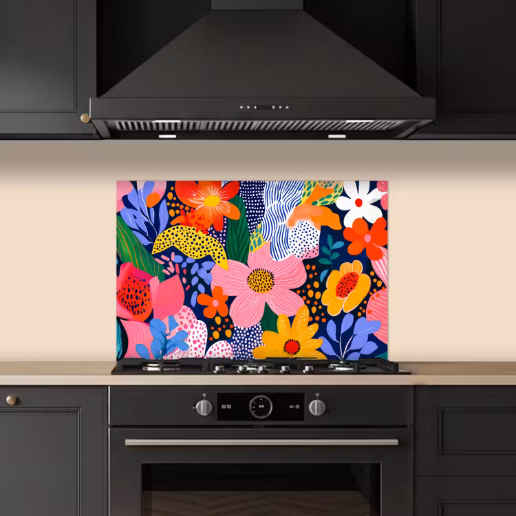 Spritzschutz Küche - Bunt - Blumen - Abstrakt - Punkte — 5