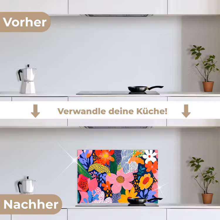 Spritzschutz Küche - Bunt - Blumen - Abstrakt - Punkte — 7