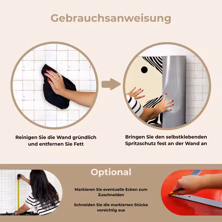 Spritzschutz Küche - Beige - Linien - Gewellt - Abstrakt — 6