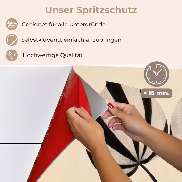 Spritzschutz Küche - Blätter - Gestreift - Stängel - Beige — 4