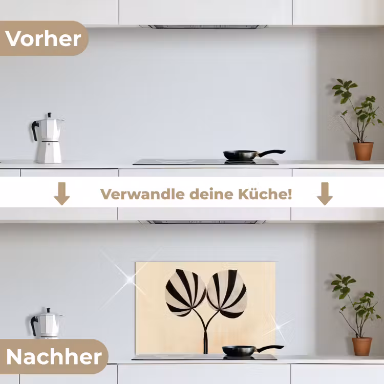 Spritzschutz Küche - Blätter - Gestreift - Stängel - Beige — 7