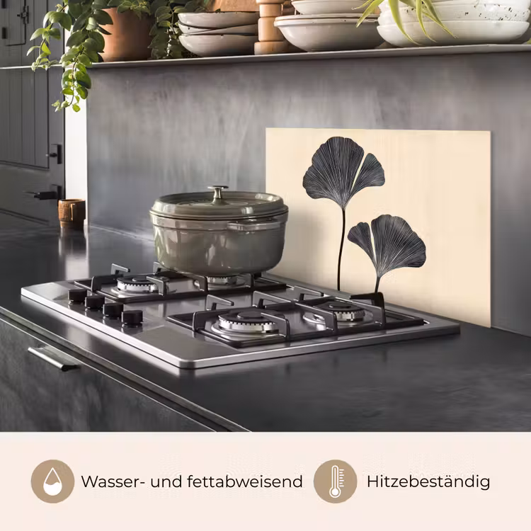 Spritzschutz Küche - Blätter - Minimalistisch - Schwarz — 2