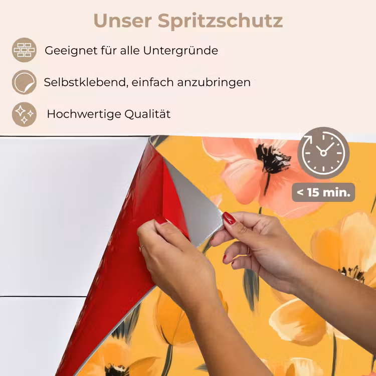 Spritzschutz Küche - Blumen - Gemalt - Gelb — 4
