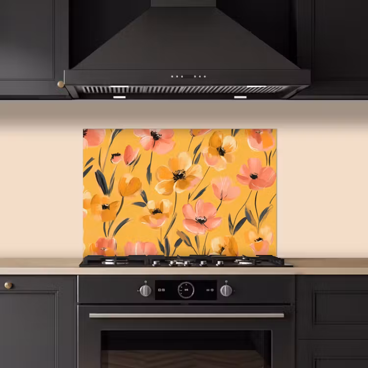 Spritzschutz Küche - Blumen - Gemalt - Gelb — 5