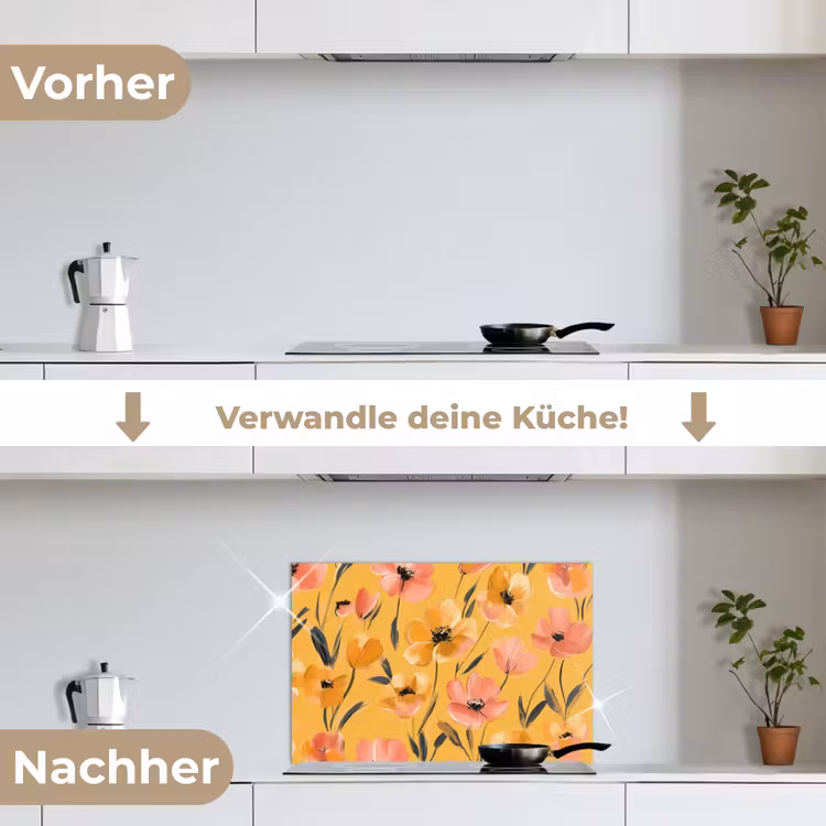 Spritzschutz Küche - Blumen - Gemalt - Gelb — 7