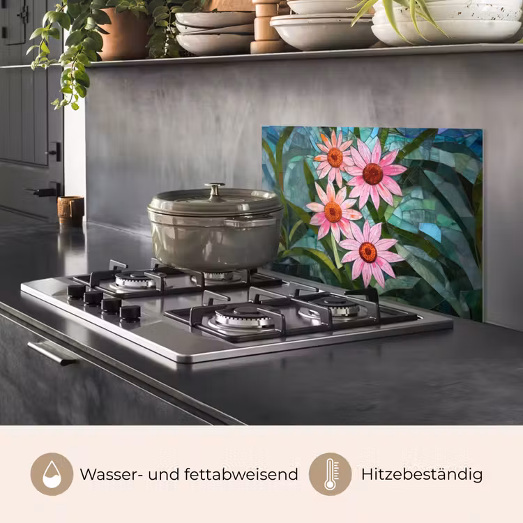 Spritzschutz Küche - Blumen - Rosa - Glasmosaik — 2