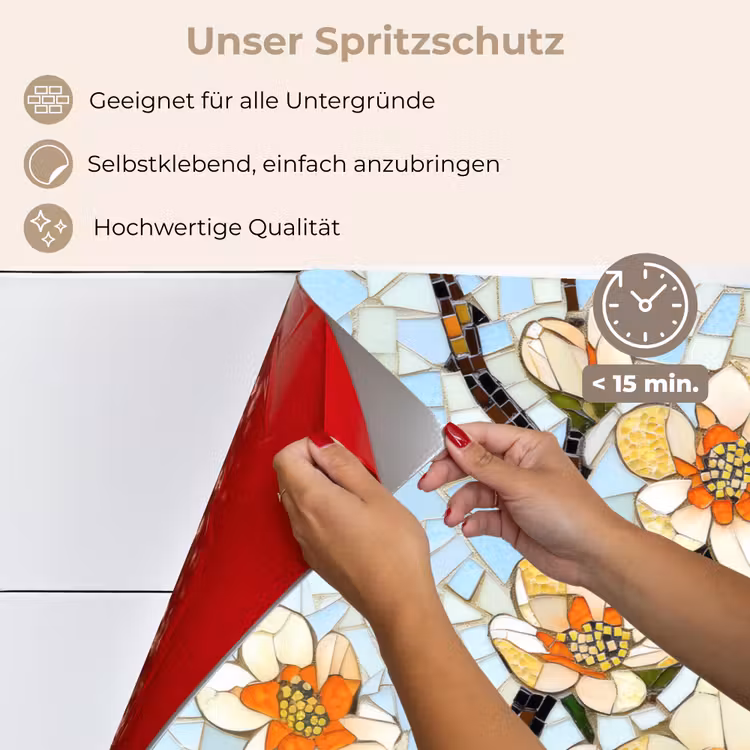 Spritzschutz Küche - Blüten - Weiß - Mosaik - Zweig — 4