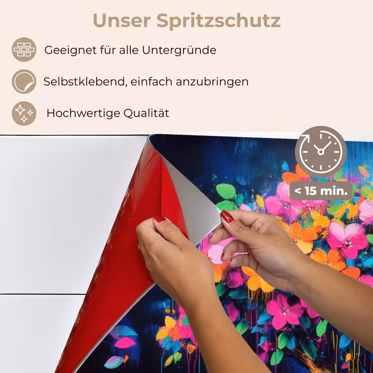Spritzschutz Küche - Baum - Blumen - Magisch - Farbig — 4