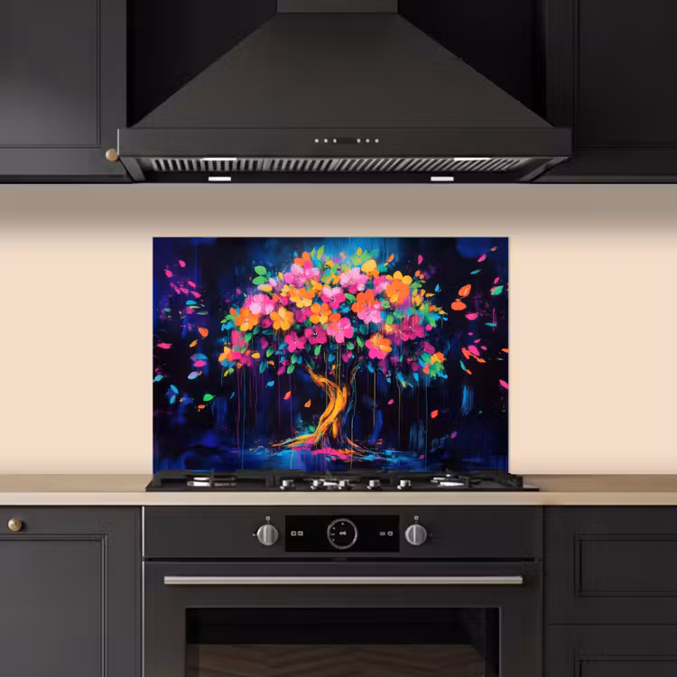 Spritzschutz Küche - Baum - Blumen - Magisch - Farbig — 5