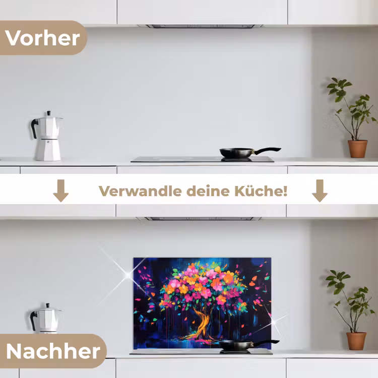 Spritzschutz Küche - Baum - Blumen - Magisch - Farbig — 7