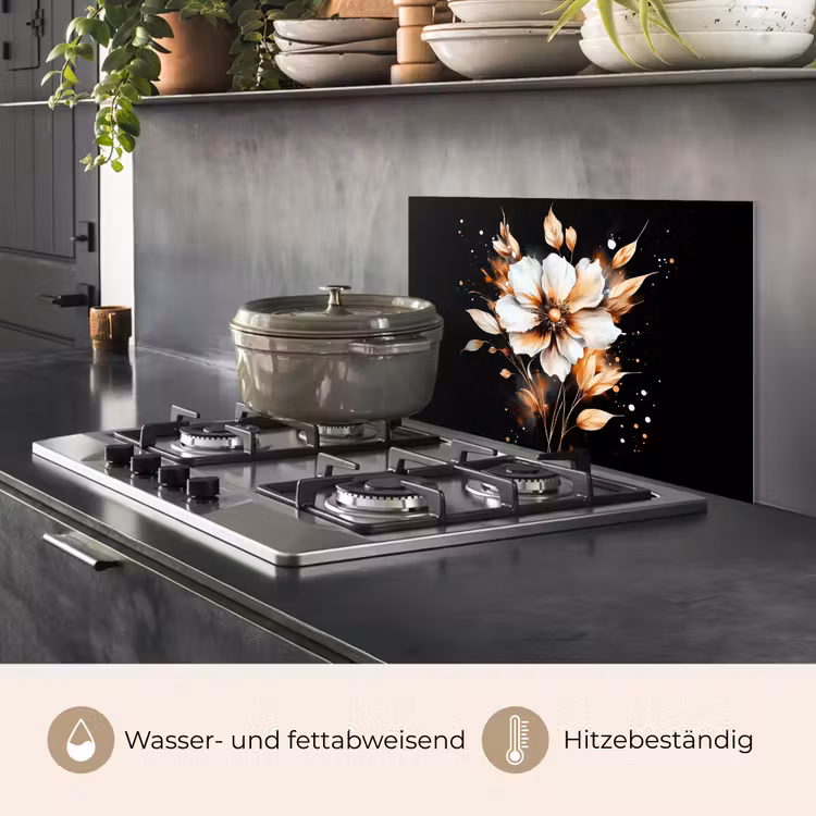 Spritzschutz Küche - Blume - Farbe - Gold - Graffiti - Modern — 2