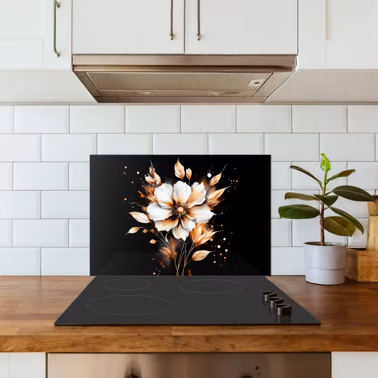 Spritzschutz Küche - Blume - Farbe - Gold - Graffiti - Modern — 3