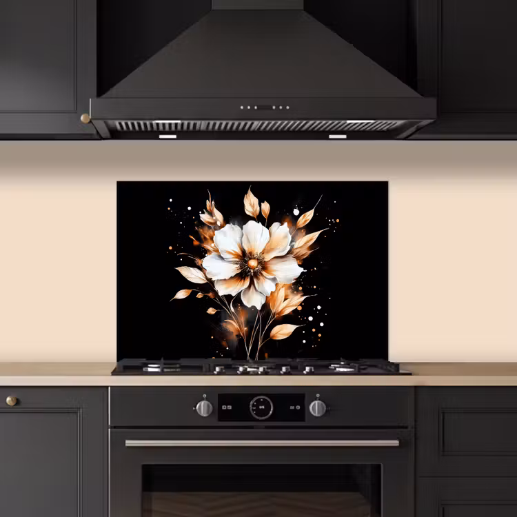 Spritzschutz Küche - Blume - Farbe - Gold - Graffiti - Modern — 5