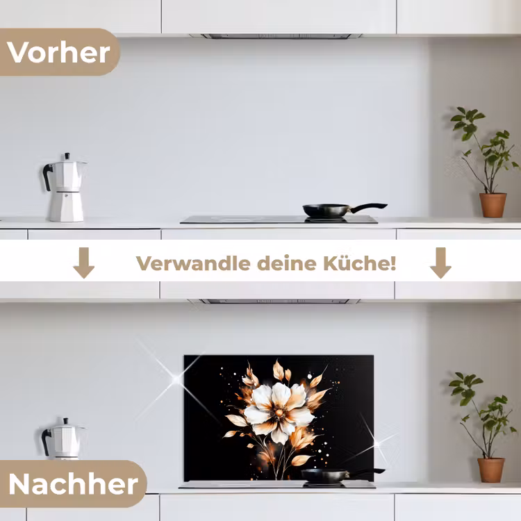 Spritzschutz Küche - Blume - Farbe - Gold - Graffiti - Modern — 7