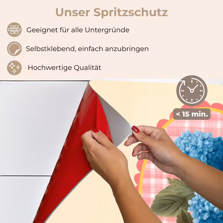 Spritzschutz Küche - Blumen - Blau - Liste - Blätter — 4