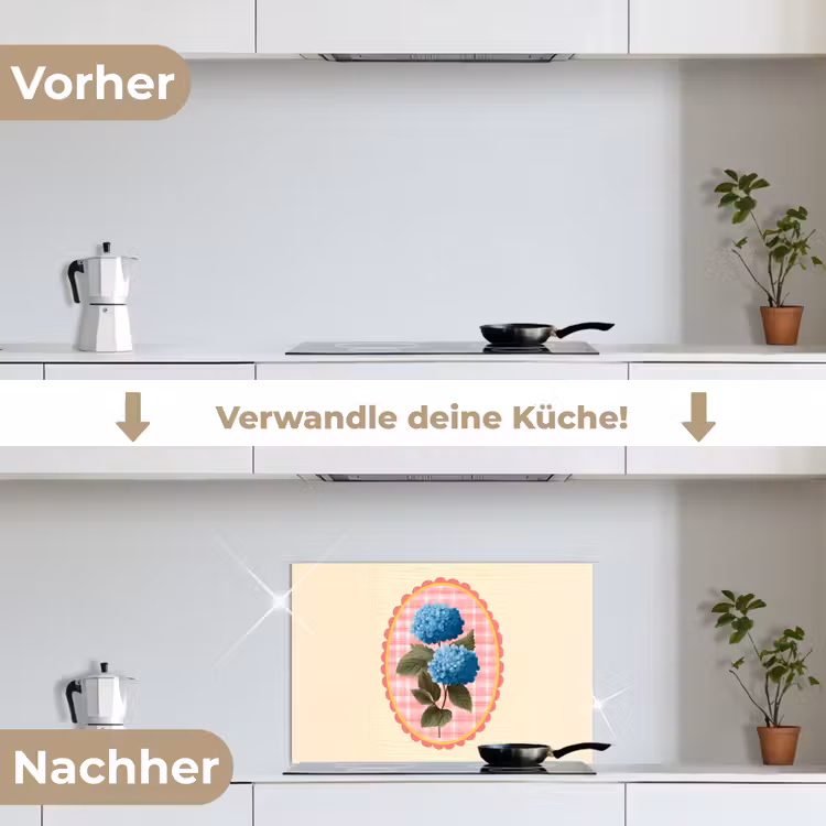 Spritzschutz Küche - Blumen - Blau - Liste - Blätter — 7
